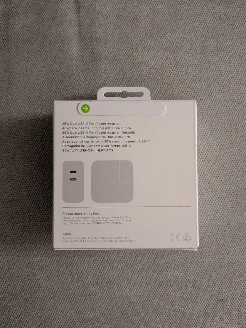 Adaptador Apple Dual USB-C 35W afbeelding 2