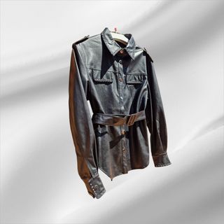 Chaqueta Piel Sintética Negra Tachuelas