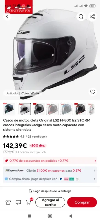 Casco Moto LS2 FF800 STORM Blanco