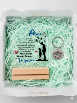 Caja Regalo Día del Padre Taza, Llavero, Pulsera