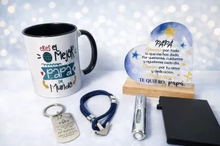 Caja Regalo Día del Padre Taza, Llavero, Pulsera