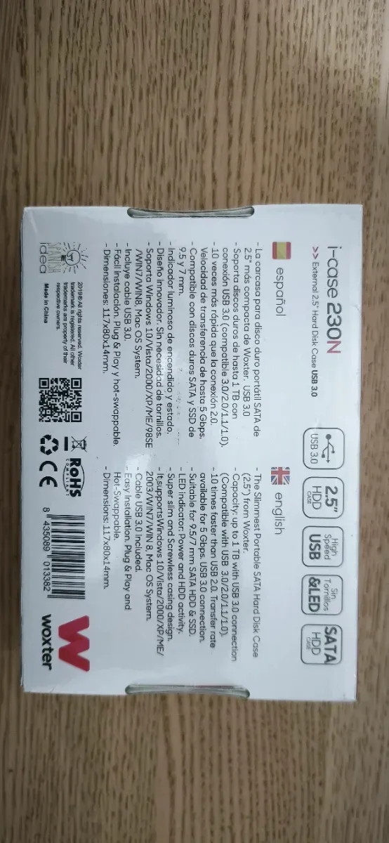 Carcasa HDD 2.5 USB 3.0 Woxter i-Case 230N NUEVA afbeelding 2