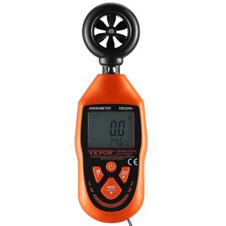 Anemometro portatile, 14℉-113℉, Misuratore digitale di velocità del vento con display LED retroilluminato, misura velocità del vento, temperatura del vento, flusso d'aria, sensazione termica, per navigazione, surf, volo di droni e HVAC