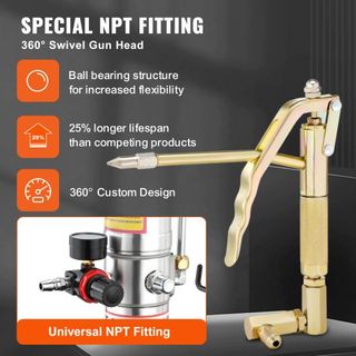 Bomba de Grasa, Bomba de Grasa Operada por Aire de 10.5 Galones 40L con Manguera de Alta Presión de 13 pies y Pistola de Grasa, Bomba de Cubo de Grasa Neumática con Ruedas, Bomba de Lubricación de...