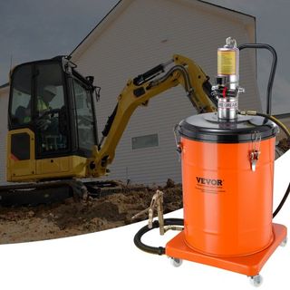 Bomba de Grasa, Bomba de Grasa Operada por Aire de 10.5 Galones 40L con Manguera de Alta Presión de 13 pies y Pistola de Grasa, Bomba de Cubo de Grasa Neumática con Ruedas, Bomba de Lubricación de...