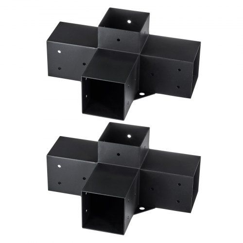 Kit de Soporte para Pérgola 10.2 cm x 10.2 cm, Tamaño Interno 9.1 cm x 9.1 cm 2pcs Soporte de Esquina de 4 Vías de Alta Resistencia Kit de Base para Poste DIY, Instalación Fácil Vigas de Madera pa...
