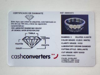 anillo oro 18k con piedra con diamante de laboratorio