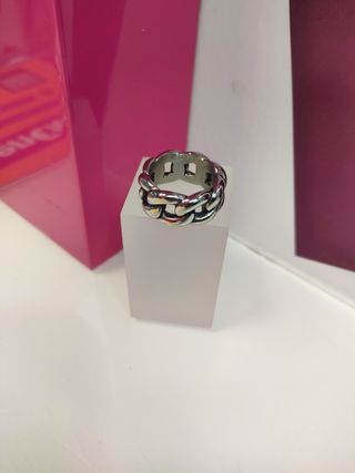 Anillo acero cadena gruesa plateado T16