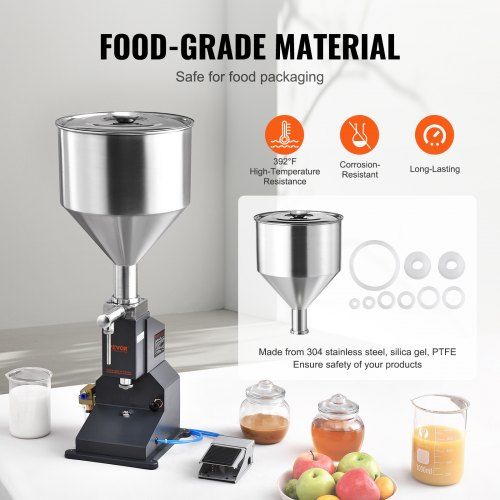 Máquina de Preenchimento de Líquidos e Pastas Pneumática, Enchedora de Garrafas 5-50ml, Máquina de Enchimento de Garrafas, Enchedora de Líquidos em Aço Inoxidável com Pedal para Leite, Água, Suco, Óleo, etc.