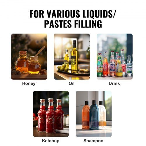 Máquina de Preenchimento de Líquidos e Pastas Pneumática, Enchedora de Garrafas 5-50ml, Máquina de Enchimento de Garrafas, Enchedora de Líquidos em Aço Inoxidável com Pedal para Leite, Água, Suco, Óleo, etc.