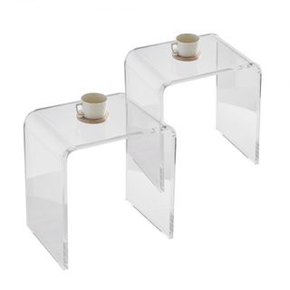 Mesa de Acrílico, 2 pcs Mesas Laterales en Forma de C de Lucite, Mesa Lateral de Acrílico Transparente para Bebida, Comida, Snack utilizada en Sala de Estar, Dormitorio y Estudio