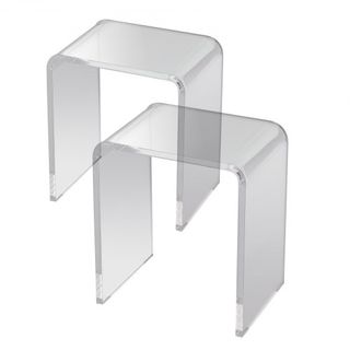 Mesa de Acrílico, 2 pcs Mesas Laterales en Forma de C de Lucite, Mesa Lateral de Acrílico Transparente para Bebida, Comida, Snack utilizada en Sala de Estar, Dormitorio y Estudio