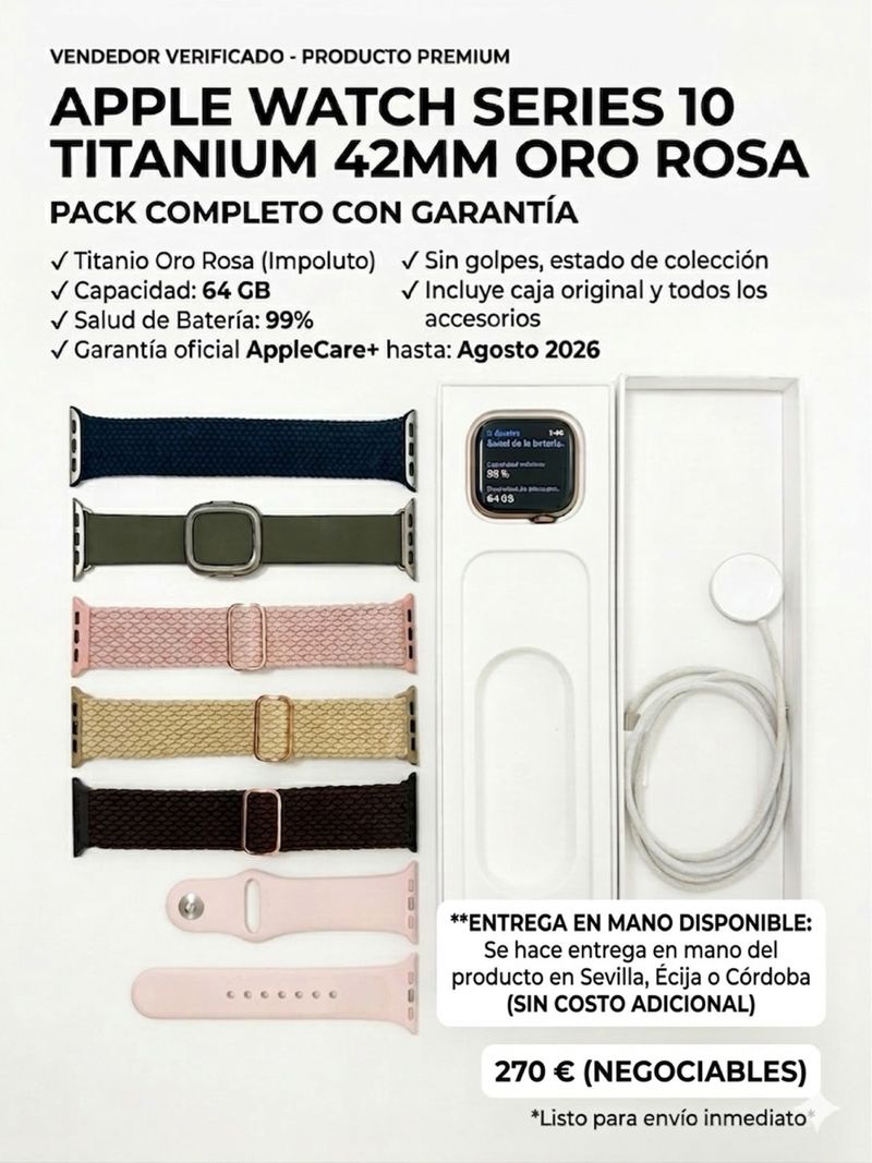 Como Nuevo !Apple Watch 10 Titanium 42mm Oro Rosa