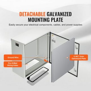 Caja Eléctrica, 60x60x30 cm, Enclosure Exterior Certificado UL NEMA 4, IP65 a Prueba de Agua y Polvo, Caja de Juntas de Acero al Carbono Laminado en Frío con Bisagra para Uso Interior y Exterior, ...