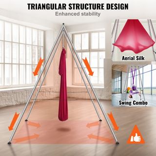 Estructura de Yoga Aéreo y Hamaca de Yoga, Soporte Profesional para Columpio de Yoga de 9.67 pies de Altura Viene con Hamaca Aérea de 6.6 Yards, Capacidad de Carga Máxima de 551.15 lbs, Estructura...