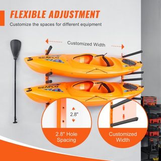Soporte de Kayak de Pared, Soportes de Kayak Montados en la Pared para 4 Kayaks, Soportes de Almacenamiento de Kayak con Brazos Ajustables y Acolchados, Colgador de Kayak de 181.4 kg para Garaje I...
