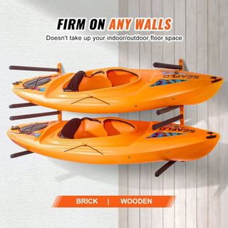 Soporte de Kayak de Pared, Soportes de Kayak Montados en la Pared para 4 Kayaks, Soportes de Almacenamiento de Kayak con Brazos Ajustables y Acolchados, Colgador de Kayak de 181.4 kg para Garaje I...