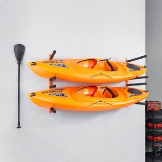 Soporte de Kayak de Pared, Soportes de Kayak Montados en la Pared para 4 Kayaks, Soportes de Almacenamiento de Kayak con Brazos Ajustables y Acolchados, Colgador de Kayak de 181.4 kg para Garaje I...