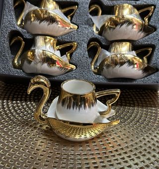 Set 6 Tazze Caffè Cigno Oro Bianco