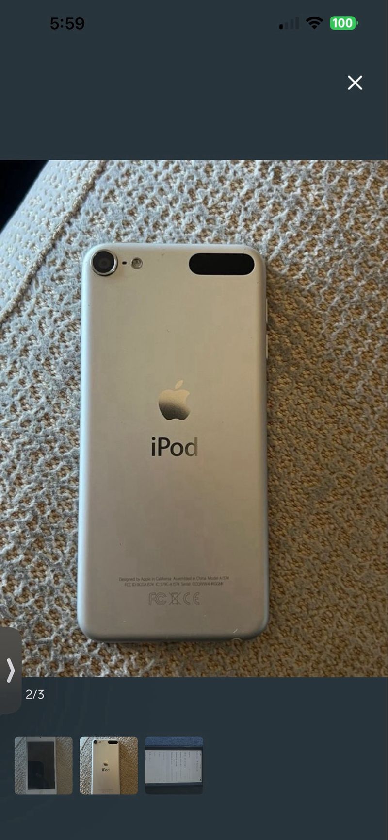 iPod Touch 6ª Gen Plata/Blanco afbeelding 2