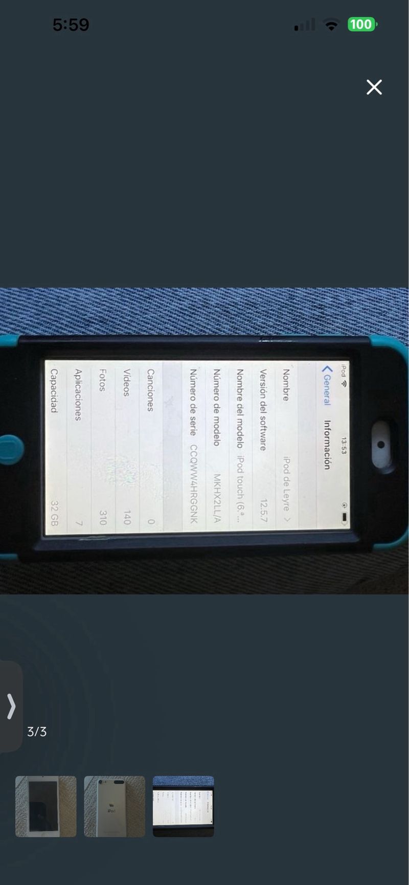 iPod Touch 6ª Gen Plata/Blanco afbeelding 3