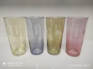 Juego 4 Vasos Cristal Colores.