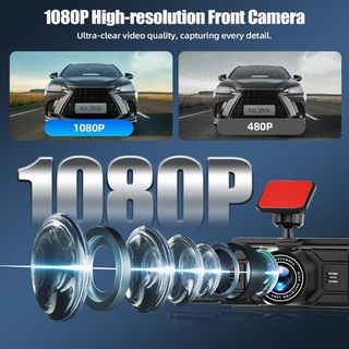 SIXWIN Dash Cam 360º 4 Cams 1080P Vision Nocturna