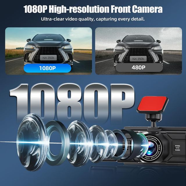 SIXWIN Dash Cam 360º 4 Cams 1080P Vision Nocturna