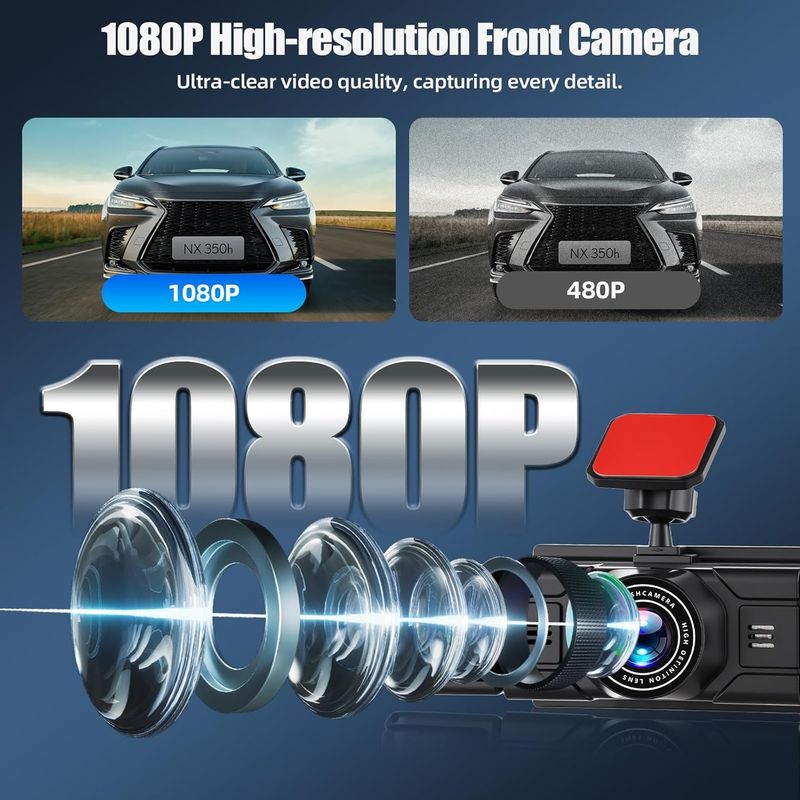 SIXWIN Dash Cam 360º 4 Cams 1080P Vision Nocturna afbeelding 4