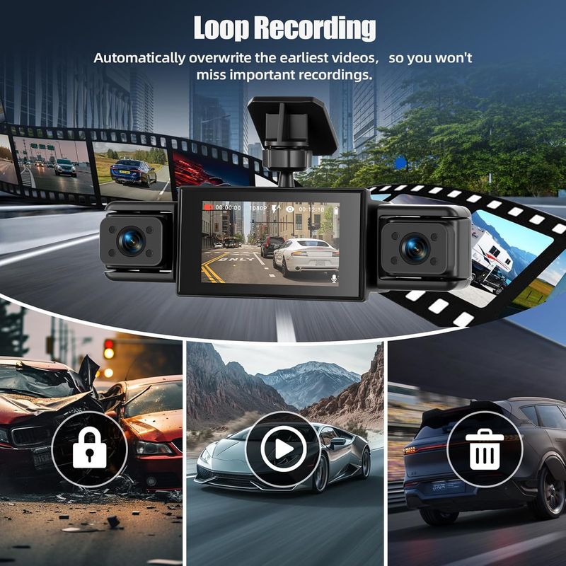 SIXWIN Dash Cam 360º 4 Cams 1080P Vision Nocturna afbeelding 5