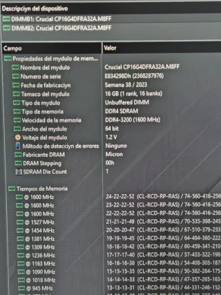 Memoria RAM Crucial Pro DDR4 32GB (2x16GB) 3200MHz