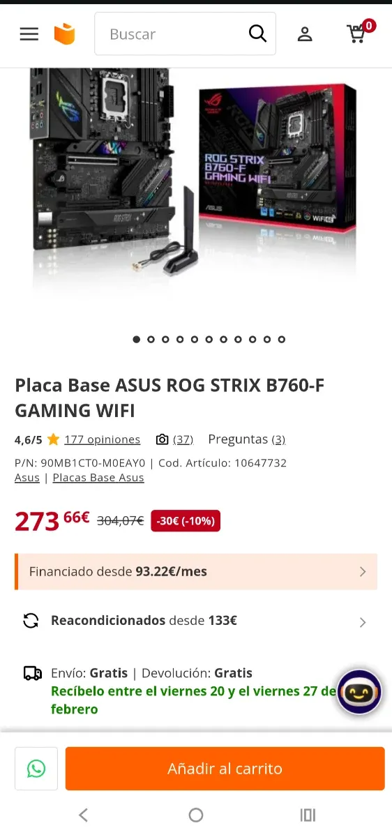 Placa Base asus rog Strix B760-F Gaming WiFi 6E afbeelding 2