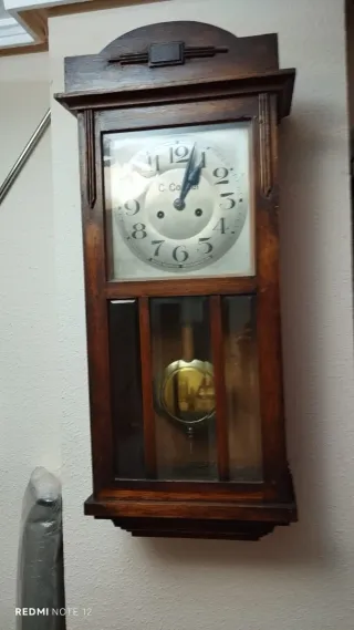 Reloj de Pared Antiguo Madera y Metal