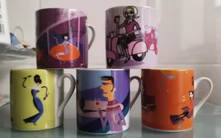 Divertidas tazas de cerámica con diseño artístico