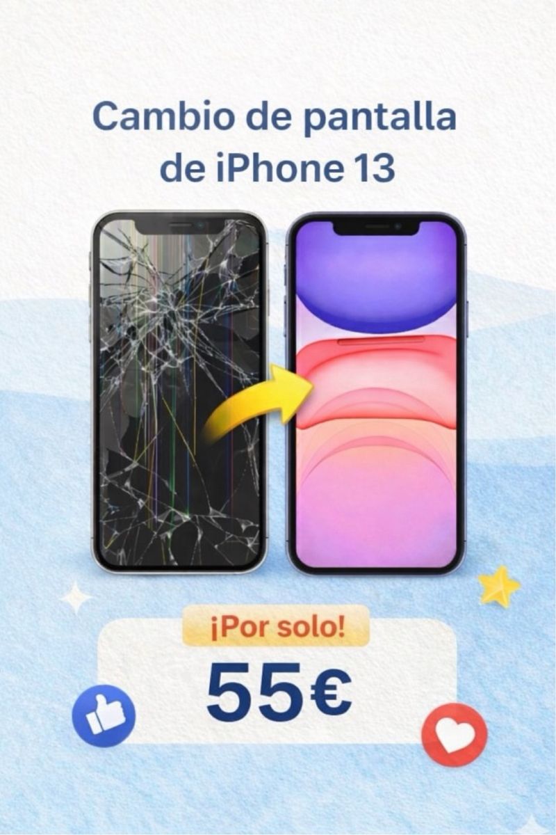 Reparación cambio pantalla iphone 13