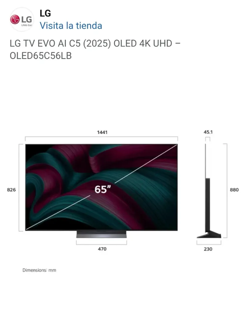 LG OLED TV 65 4K UHD OLED65C56LB 2025 Nuevas afbeelding 3