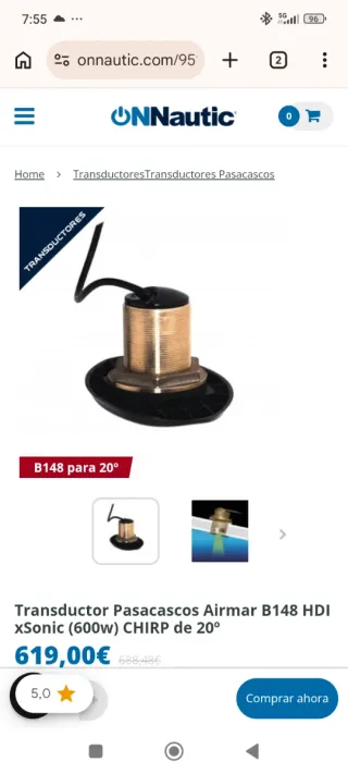 Transductor Airmar 600W Pasacascos