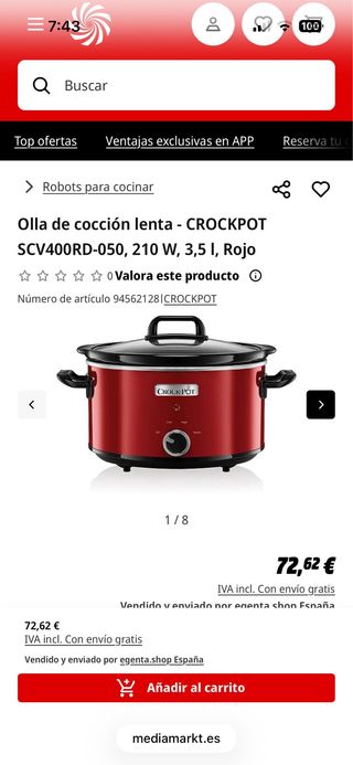 Olla Crock-Pot SCV400RD-050 Roja