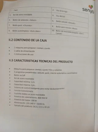 Robot para cremas y purés Senya