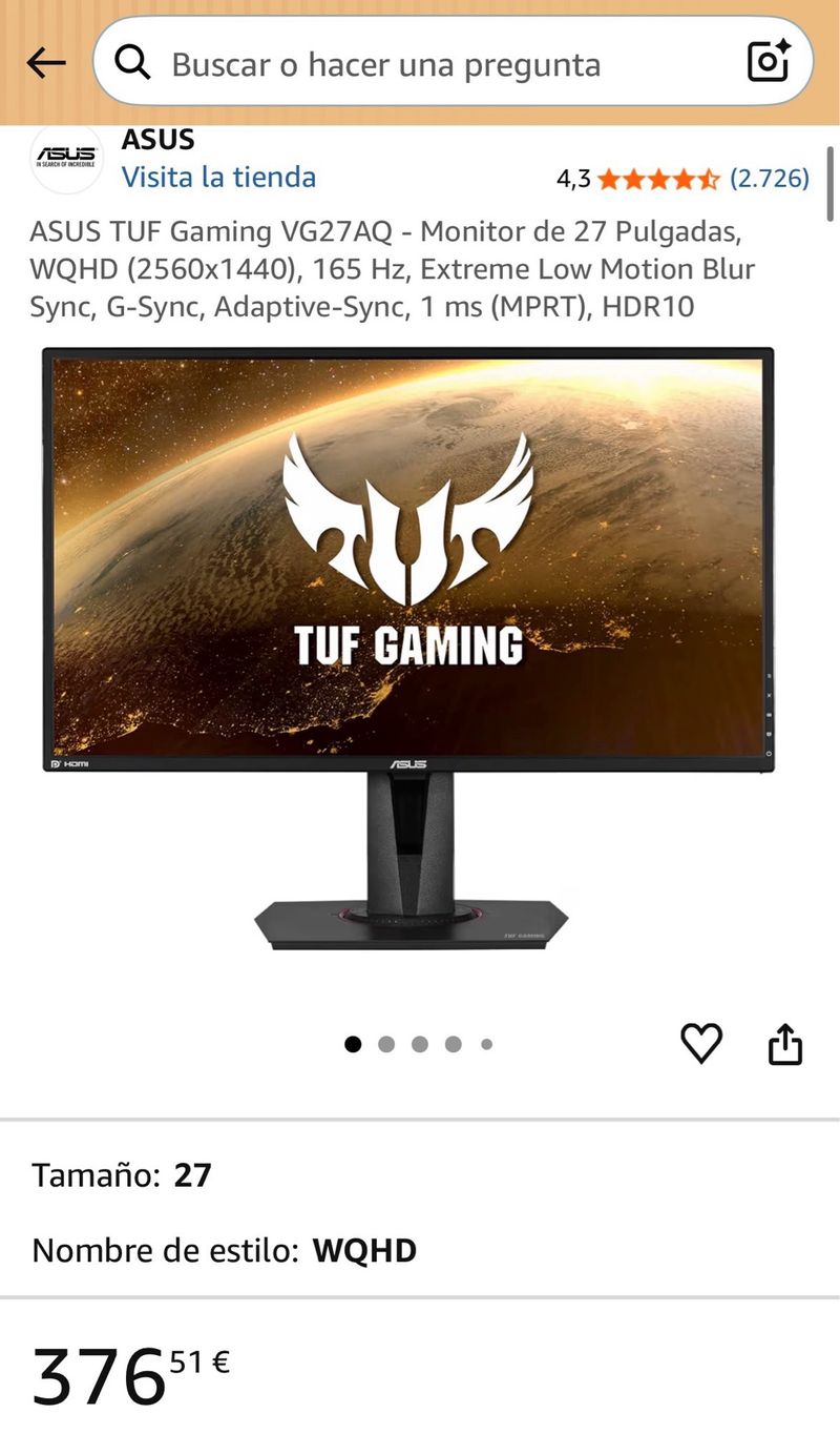 Monitor ASUS TUF Gaming VG27AQ 27 WQHD