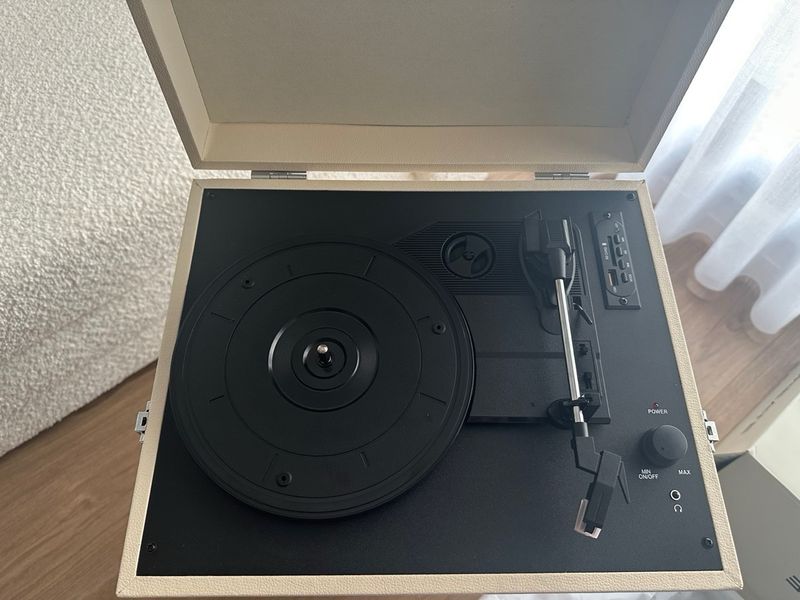 Tocadiscos Vintage Beige y Negro afbeelding 2
