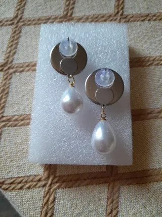 Orecchini vintage giada verde e perle