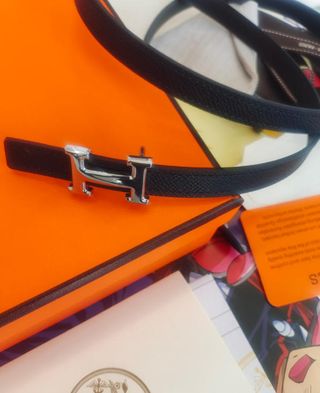 Cinturón Hermès Negro Hebilla H