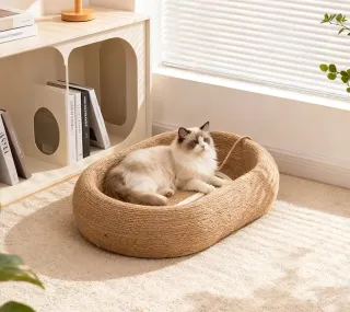 Cama rascador para gatos de yute