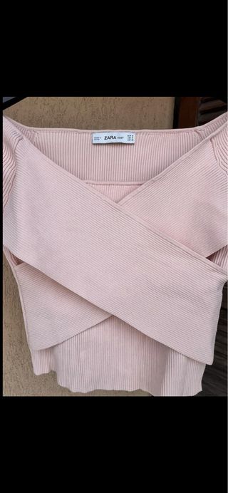 Maglia rosa manica lunga incrociata