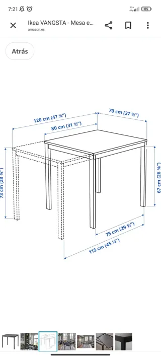 Mesa Extensible Ikea Negra/Marrón