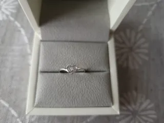 Anello cuore oro bianco 18k con diamante HSI 0,02k