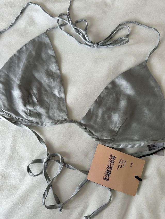 Paloma Wool Top Seda Talla Única Plateado