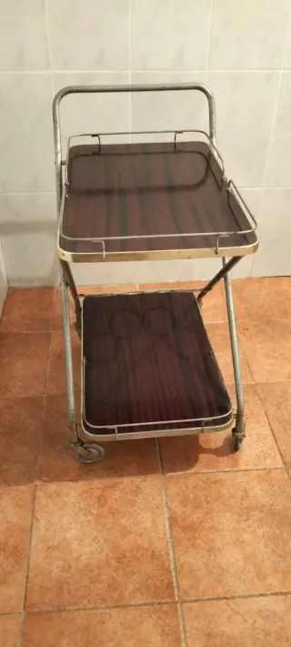 Carro camarera plegable madera y metal