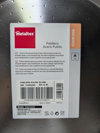 Metaltex - Paellera Acero Pulido 4 Raciones 30 cm